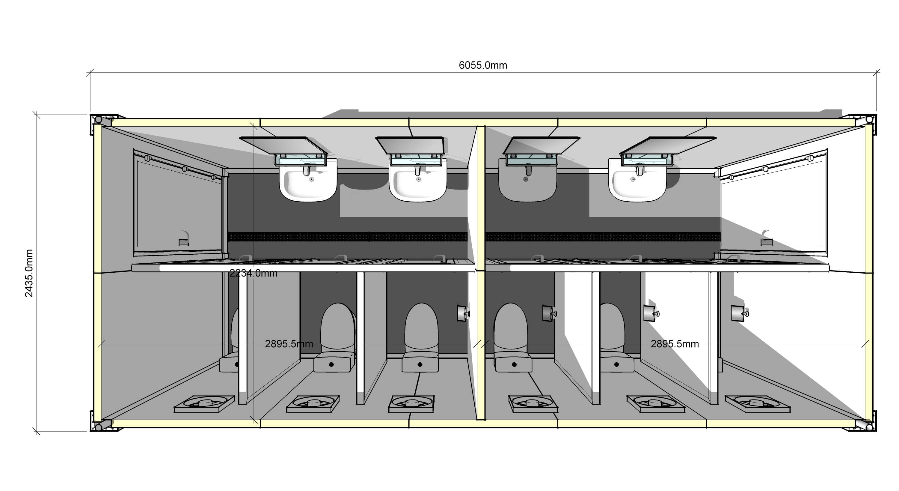 MH Model Ablution (6WC +4WB) 2 entrance